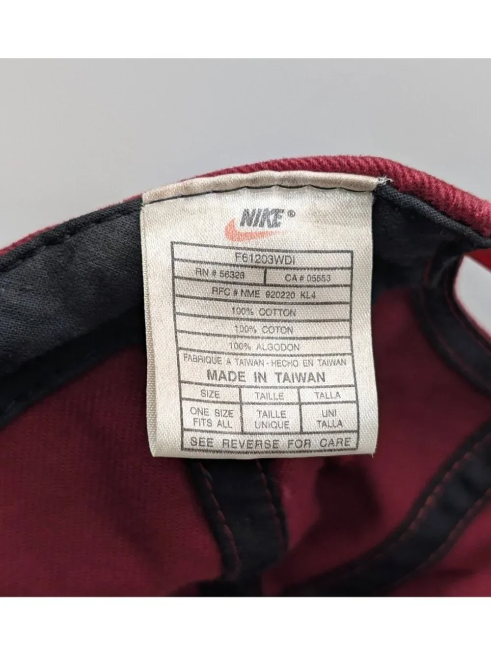 Vintage Nike Hat Cap Snapback Youth Burgundy Center Swoosh 90s Y2K Retro Kids - Picture 5 of 5